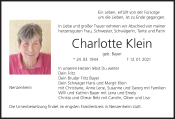 Anzeige von Charlotte Klein von MGO