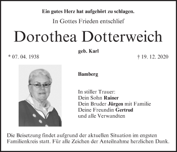 Anzeige von Dorothea Dotterweich von MGO
