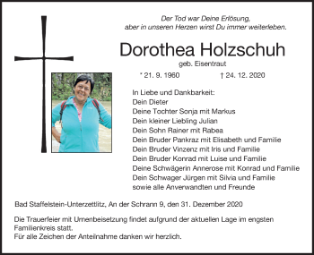 Anzeige von Dorothea Holzschuh von MGO