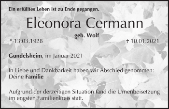 Anzeige von Eleonora Cermann von MGO