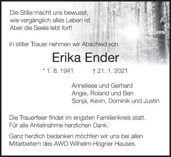 Anzeige von Erika Ender von MGO