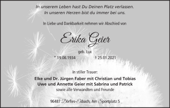Anzeige von Erika Geier von MGO