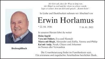 Anzeige von Erwin Horlamus von MGO
