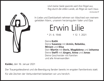 Anzeige von Erwin Lilie von MGO