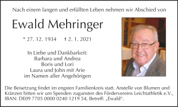 Anzeige von Ewald Mehringer von MGO