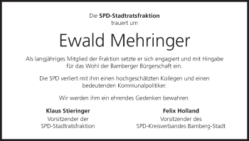 Anzeige von Ewald Mehringer von MGO