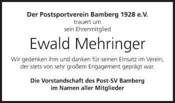 Anzeige von Ewald Mehringer von MGO