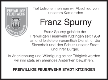Anzeige von Franz Spurny von MGO