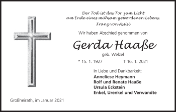 Anzeige von Gerda Haaße von MGO