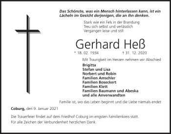 Anzeige von Gerhard Heß von MGO
