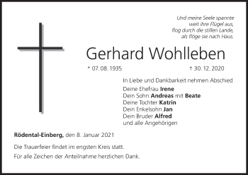 Anzeige von Gerhard Wohlleben von MGO