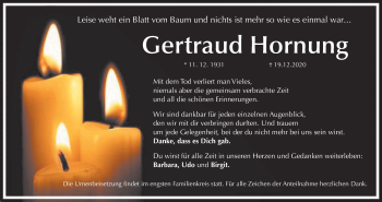 Anzeige von Gertraud Hornung von MGO
