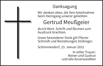 Anzeige von Gertrud Meußgeier von MGO
