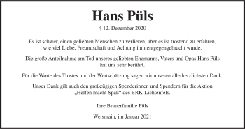 Anzeige von Hans Püls von MGO