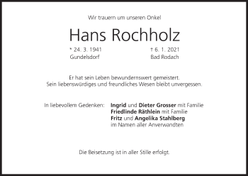 Anzeige von Hans Rochholz von MGO