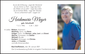 Anzeige von Heidemarie Meyer von MGO