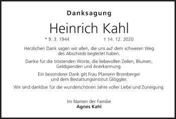 Anzeige von Heinrich Kahl von MGO