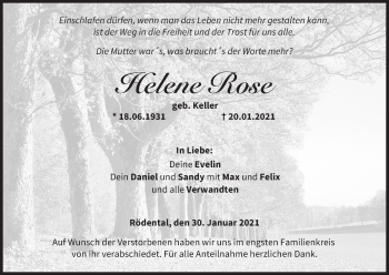 Anzeige von Helene Rose von MGO