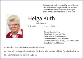 Anzeige von Helga Kuth von MGO