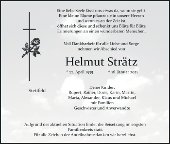Anzeige von Helmut Strätz von MGO
