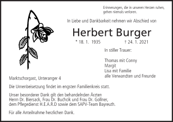 Anzeige von Herbert Burger von MGO