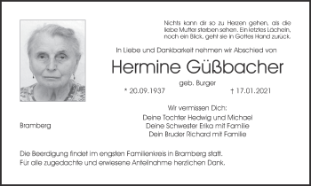 Anzeige von Hermine Güßbacher von MGO