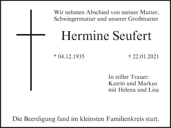 Anzeige von Hermine Seufert von MGO