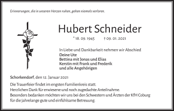 Anzeige von Hubert Schneider von MGO