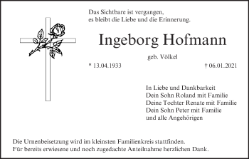 Anzeige von Ingeborg Hofmann von MGO