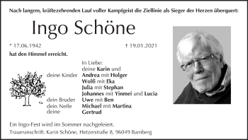 Anzeige von Ingo Schöne von MGO