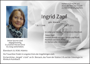 Anzeige von Ingrid Zapf von MGO