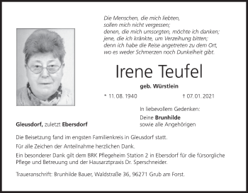 Anzeige von Irene Teufel von MGO
