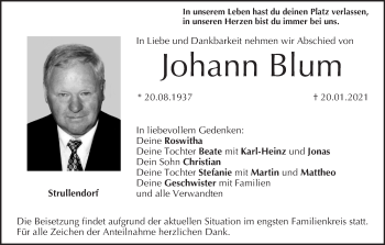 Anzeige von Johann Blum von MGO