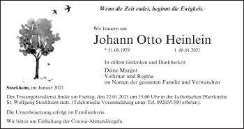 Anzeige von Johann Otto Heinlein von MGO