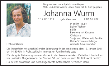 Anzeige von Johanna Wurm von MGO