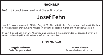 Anzeige von Josef Fehn von MGO