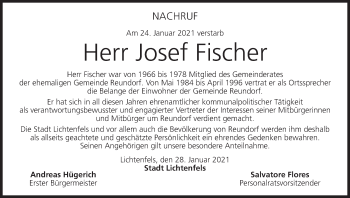 Anzeige von Josef Fischer von MGO