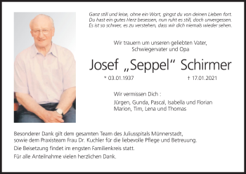 Anzeige von Josef Schirmer von MGO