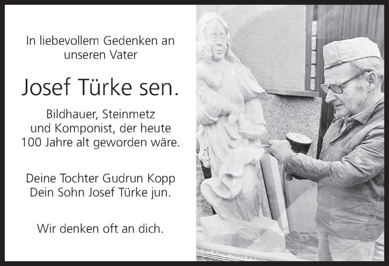  Traueranzeige für Josef Türke vom 25.01.2021 aus MGO