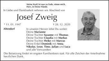 Anzeige von Josef Zweig von MGO
