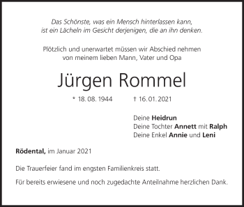 Anzeige von Jürgen Rommel von MGO