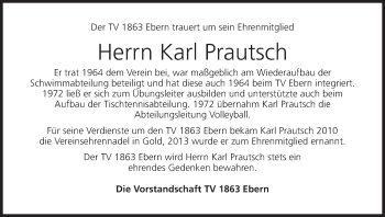 Anzeige von Karl Prautsch von MGO