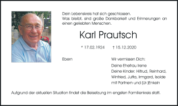 Anzeige von Karl Prautsch von MGO