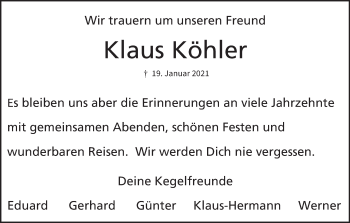 Anzeige von Klaus Köhler von MGO