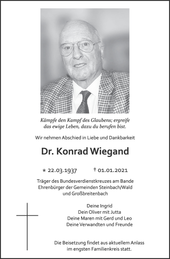 Anzeige von Konrad Wiegand von MGO