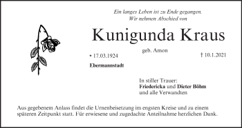 Anzeige von Kunigunda Kraus von MGO