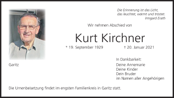 Anzeige von Kurt Kirchner von MGO