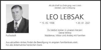 Anzeige von Leo Lebsak von MGO