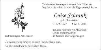 Anzeige von Luise Schrank von MGO