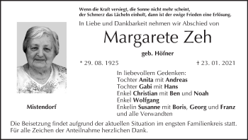 Anzeige von Margarete Zeh von MGO